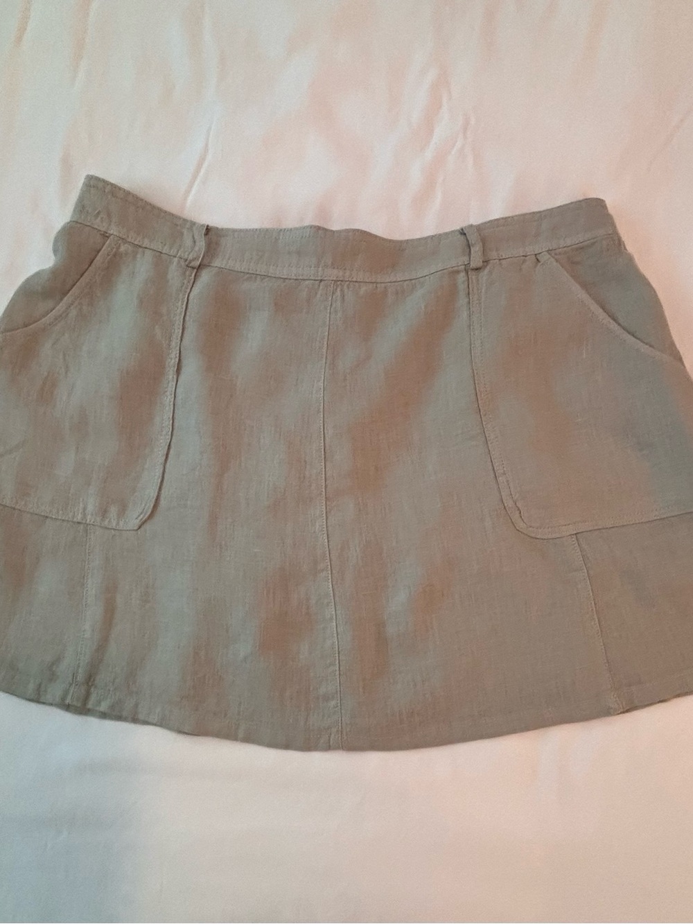 Minimalist Nicole Miller Olive Green Linen Mini Skort